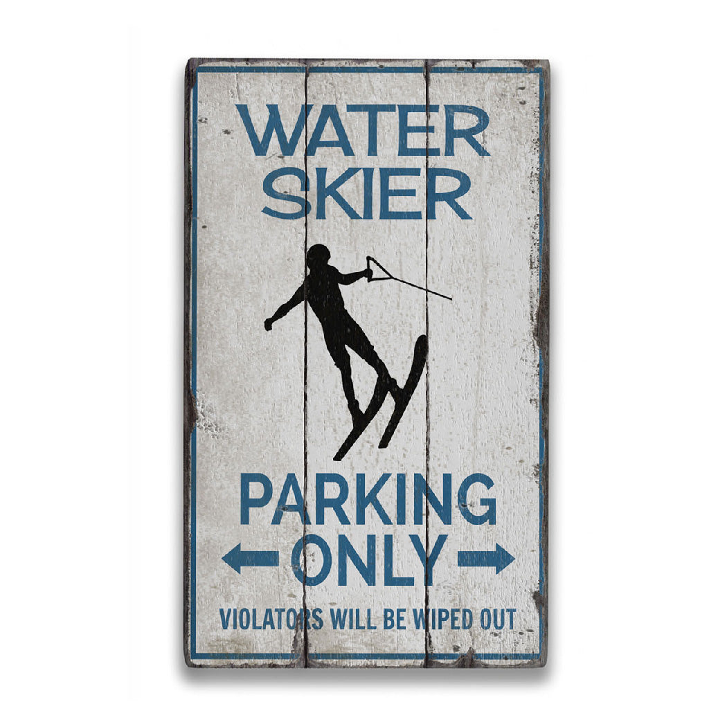 Water Skier Parking Rustic Wood Sign