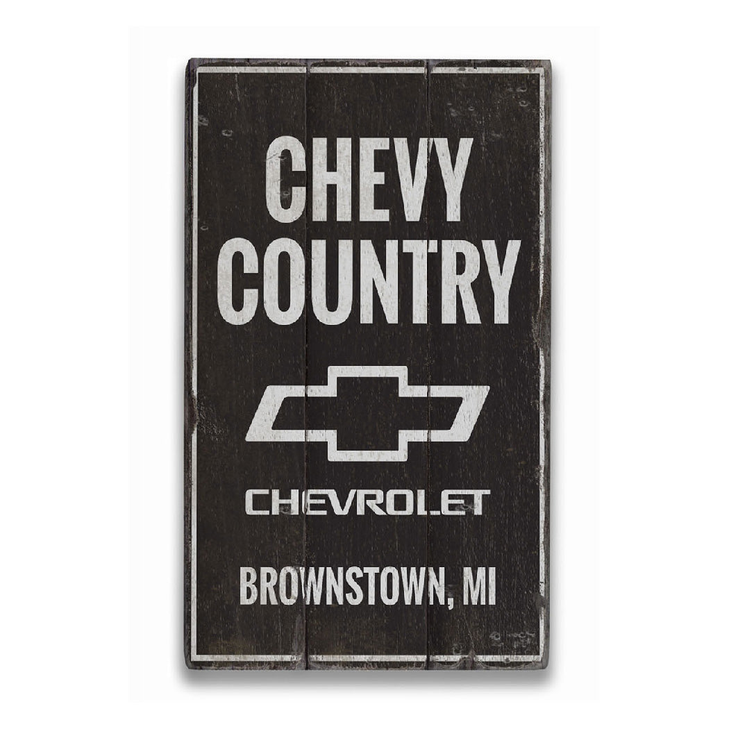 Chevy Country Rustic Wood Sign