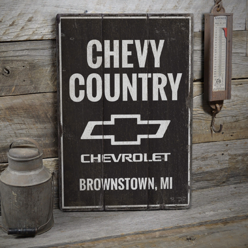 Chevy Country Rustic Wood Sign