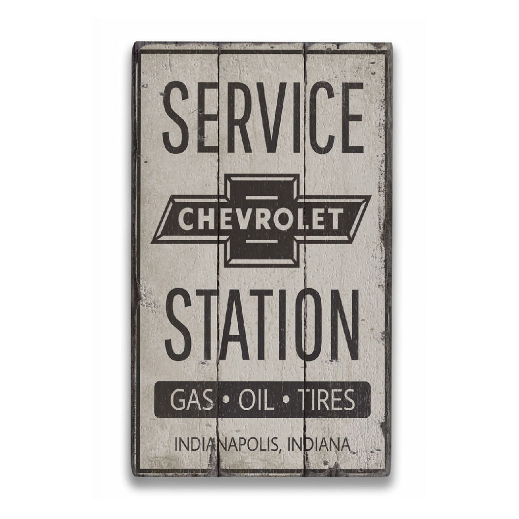 Chevy Service Station Rustic Wood Sign