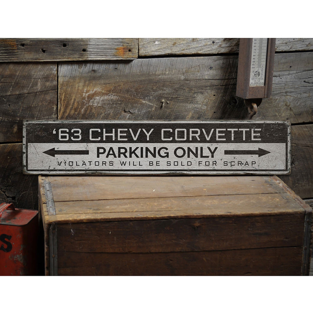 Corvette Parking Only Rustic Wood Sign