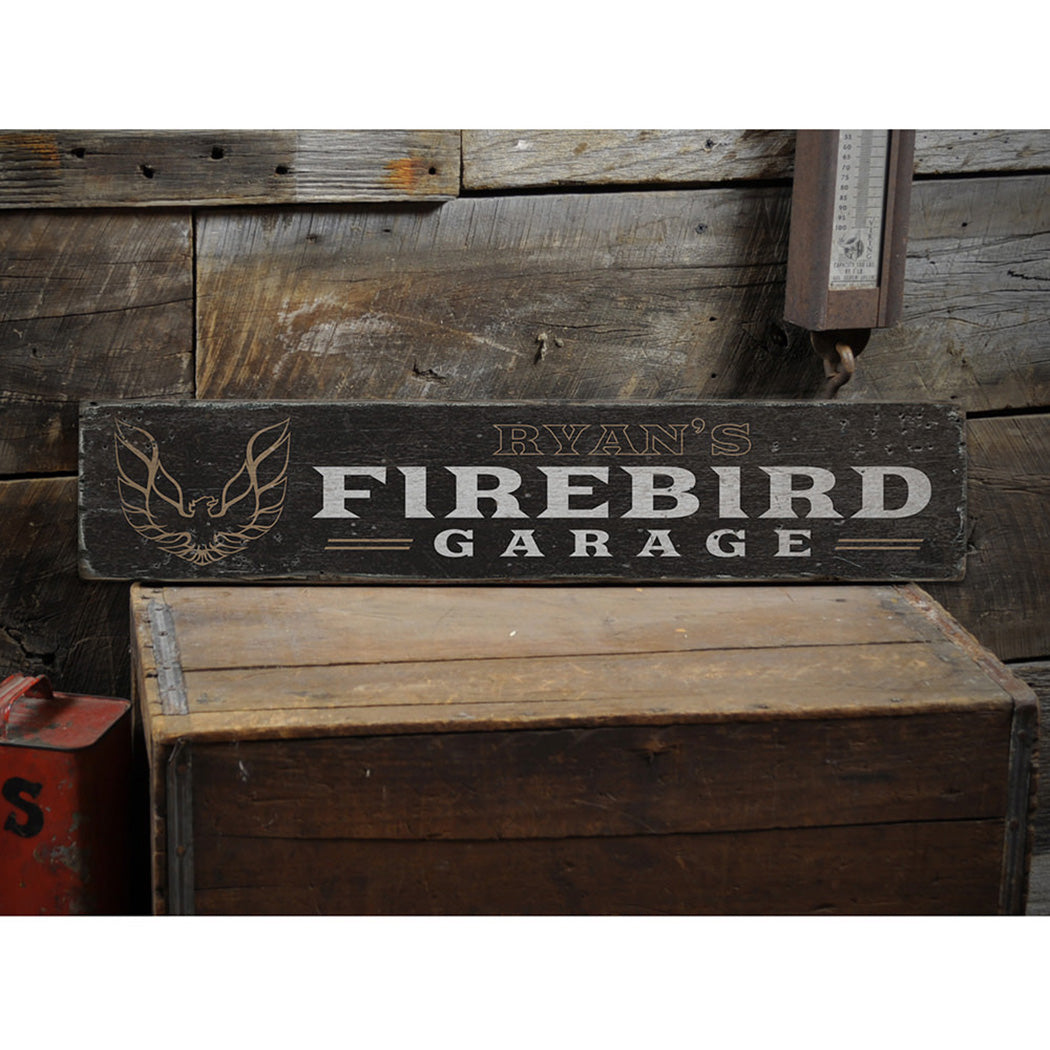 Firebird Garage Rustic Wood Sign