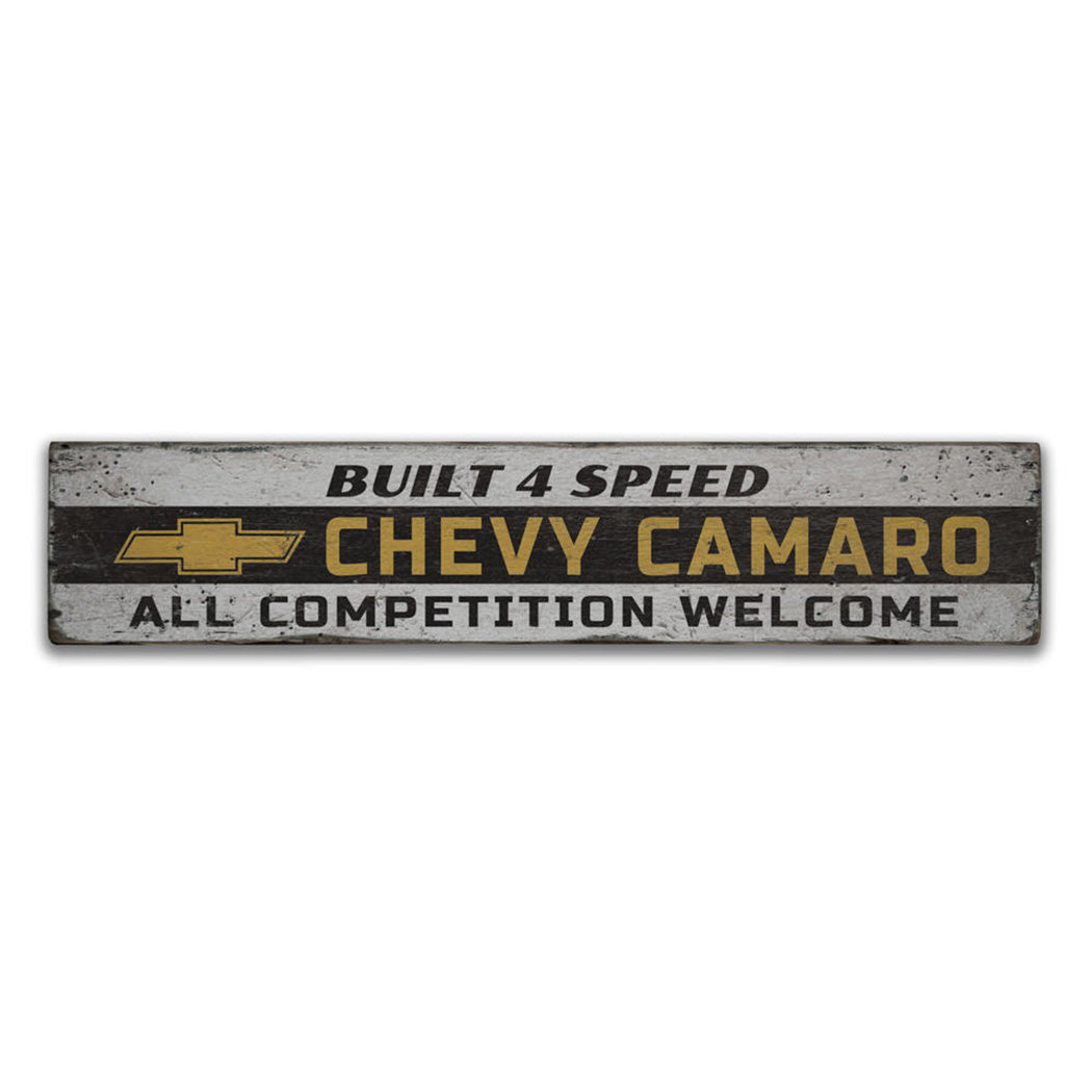 Camaro Built 4 Speed Rustic Wood Sign