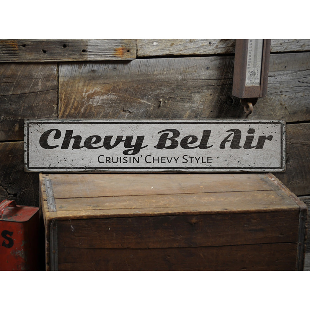 Chevy Bel Air Rustic Wood Sign