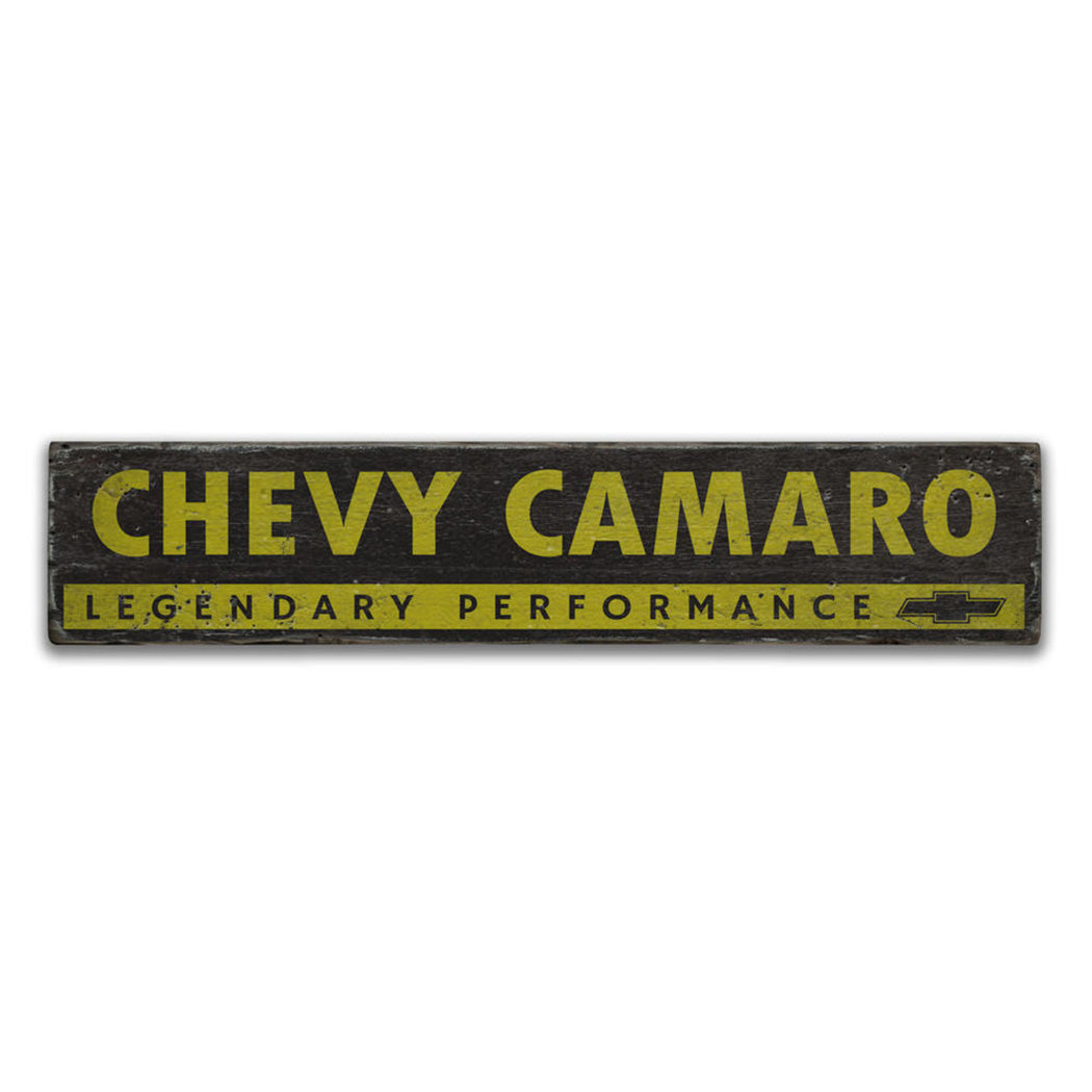 Chevy Logo Camaro Rustic Wood Sign