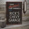 Chevy Garage Name Rustic Wood Sign