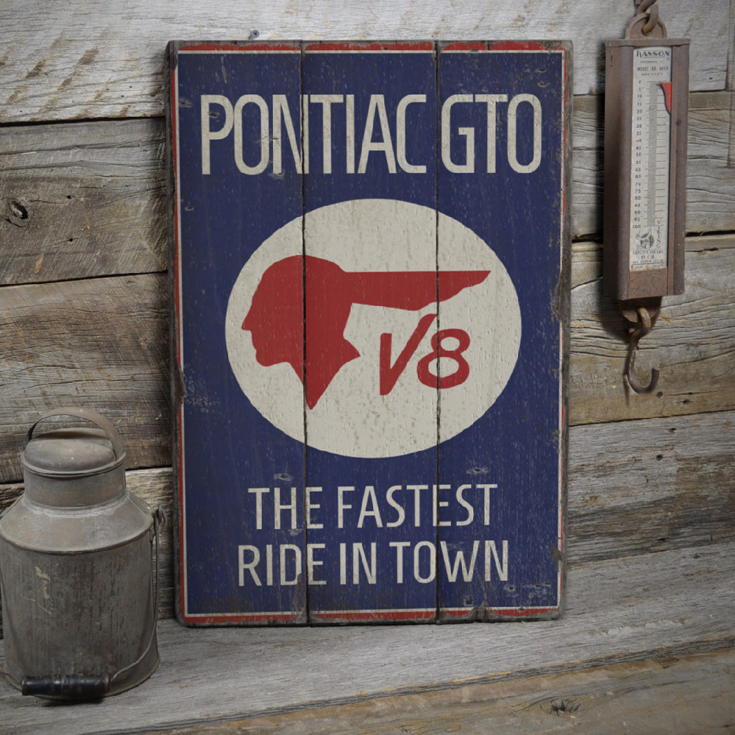 Pontiac GTO Rustic Wood Sign