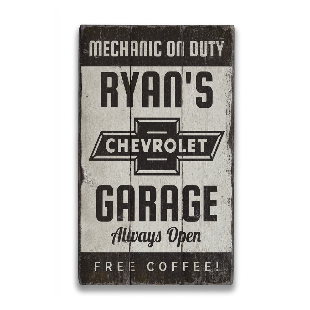 Chevy Garage Rustic Wood Sign