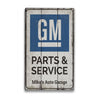 GM Parts and Service Auto Garage Personalized Rustic Wood Sign