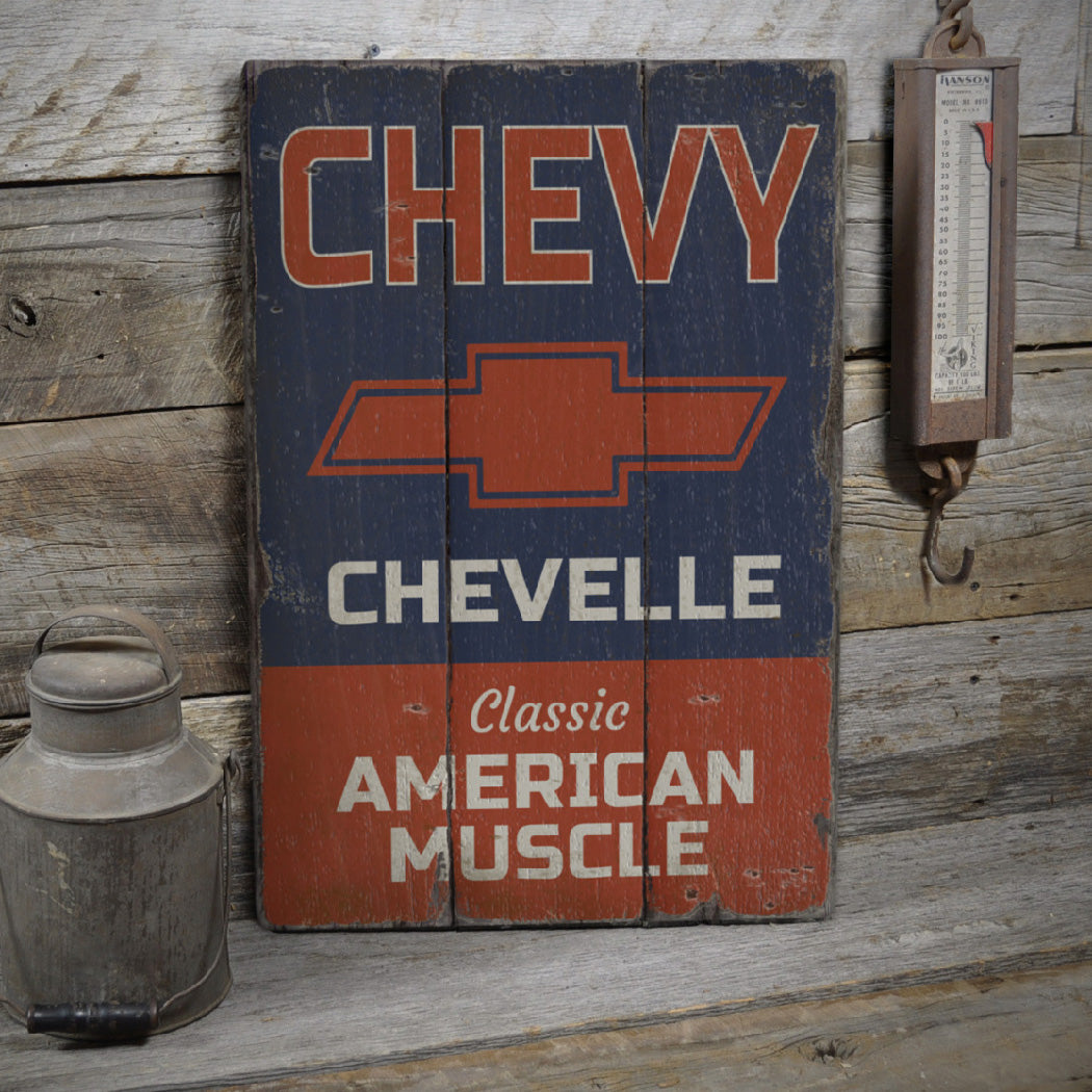 Chevelle American Muscle Rustic Wood Sign