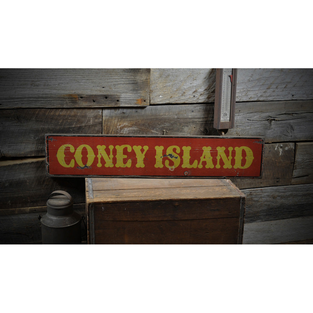 Coney Island Rustic Wood Sign