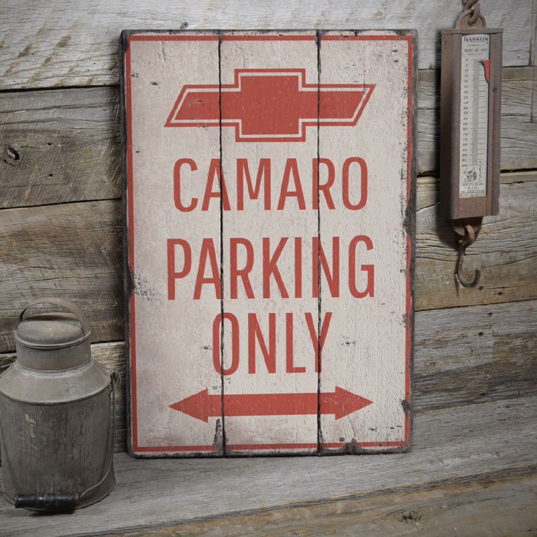 Camaro Parking Only Rustic Wood Sign