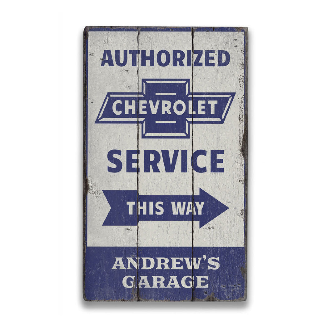 Chevrolet Service Rustic Wood Sign