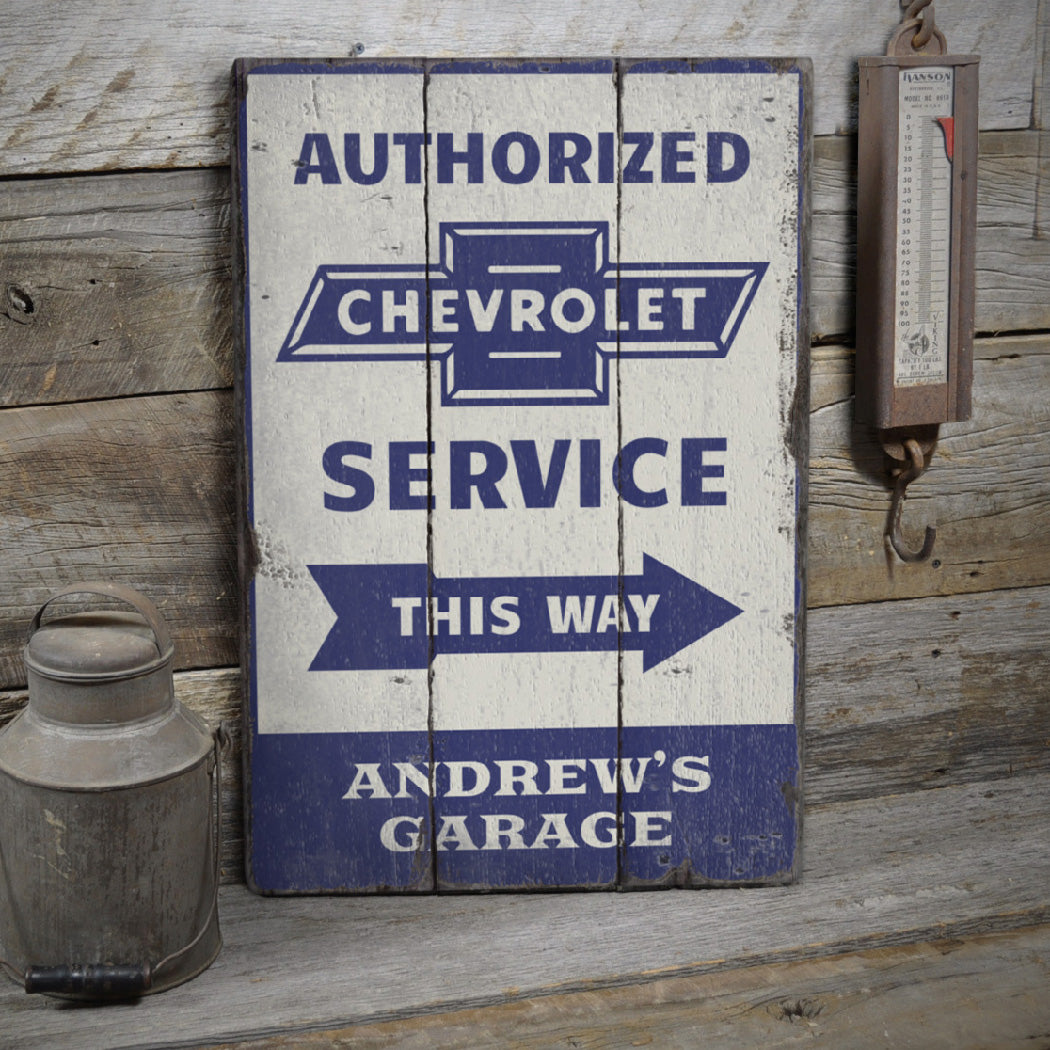 Chevrolet Service Rustic Wood Sign