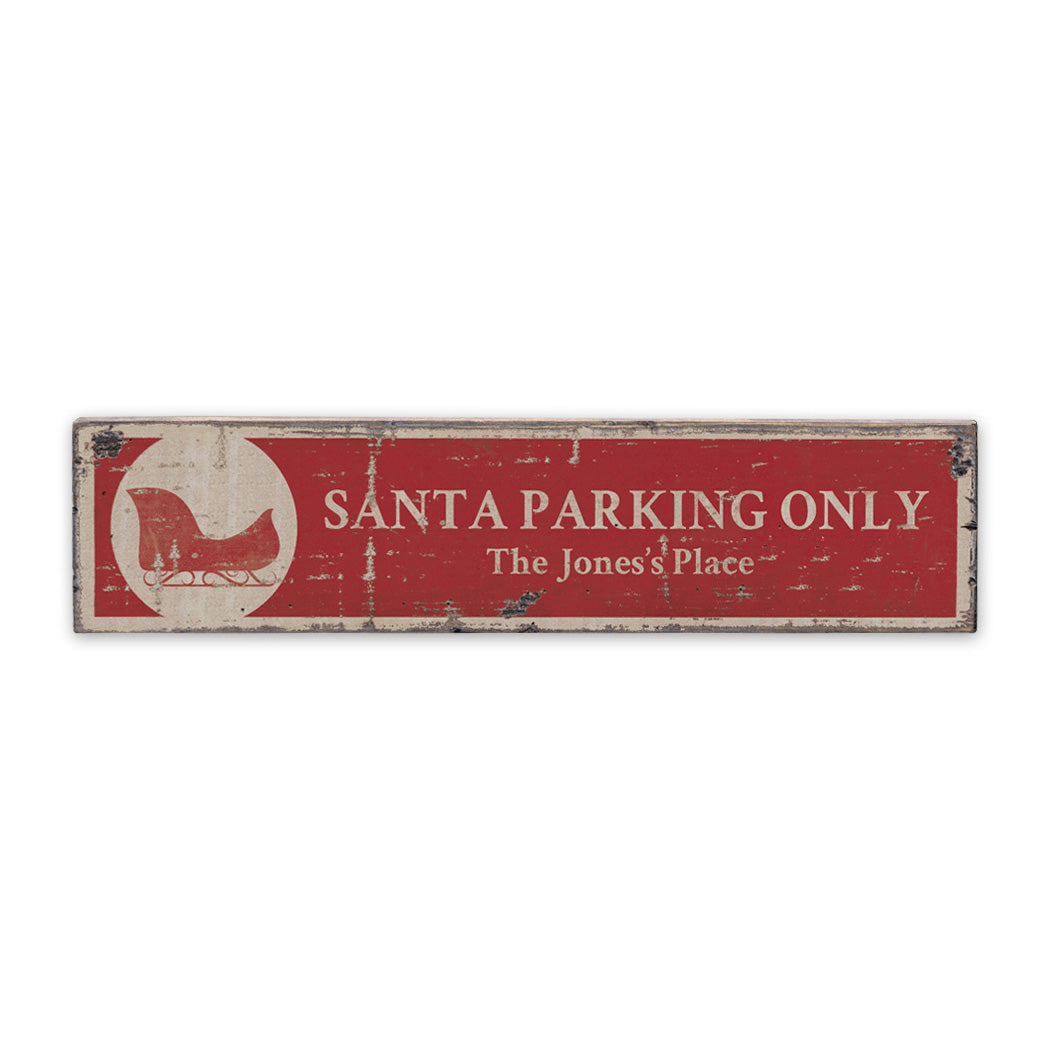 Santa Parking Rustic Wood Sign