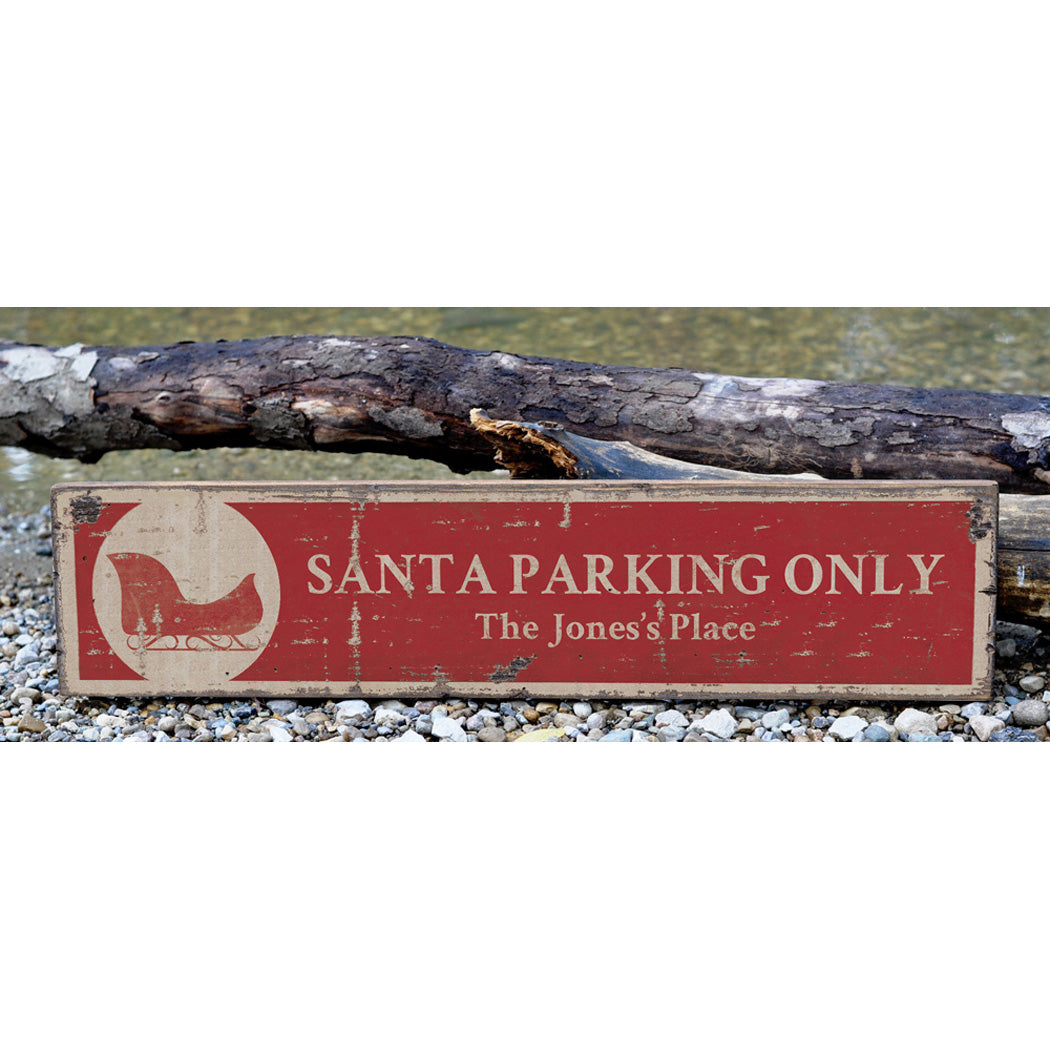 Santa Parking Rustic Wood Sign