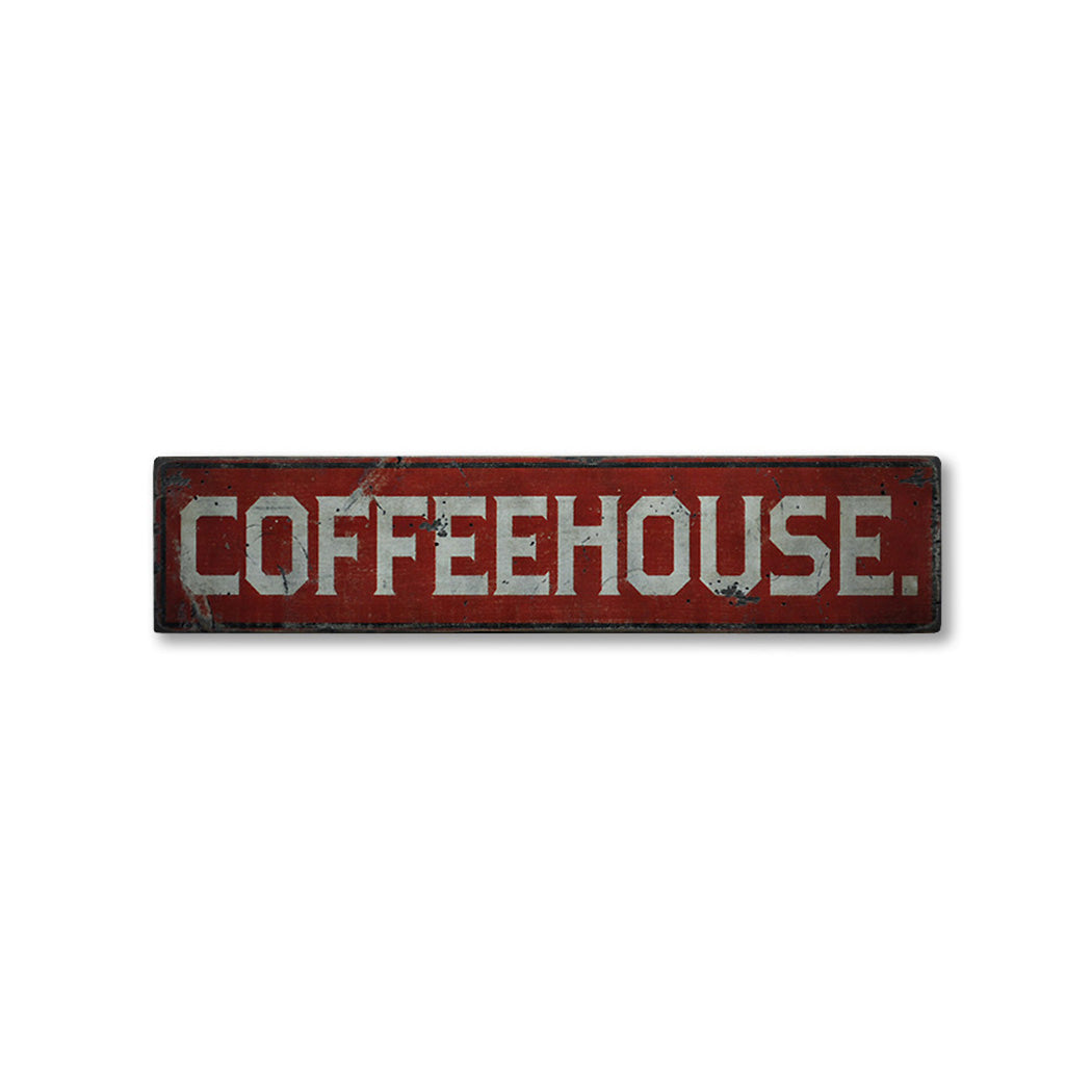 Coffeehouse Old Style Rustic Wood Sign