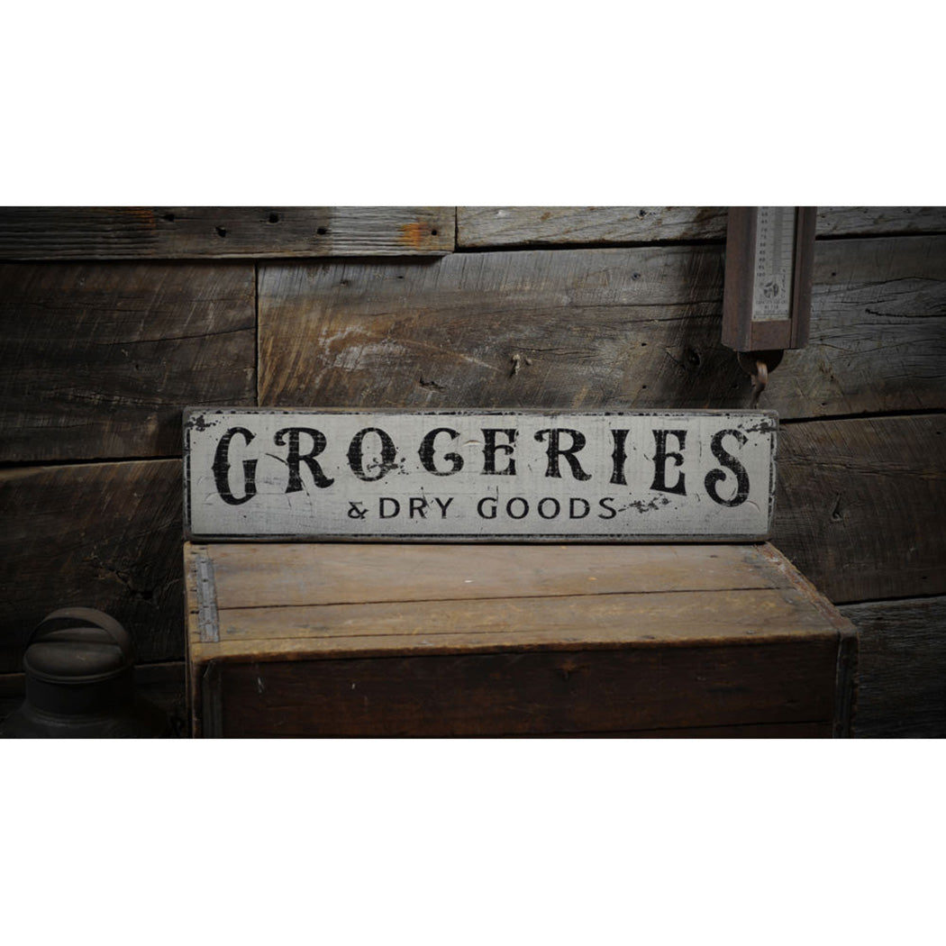 Groceries & Dry Goods Kitchen Rustic Wood Sign