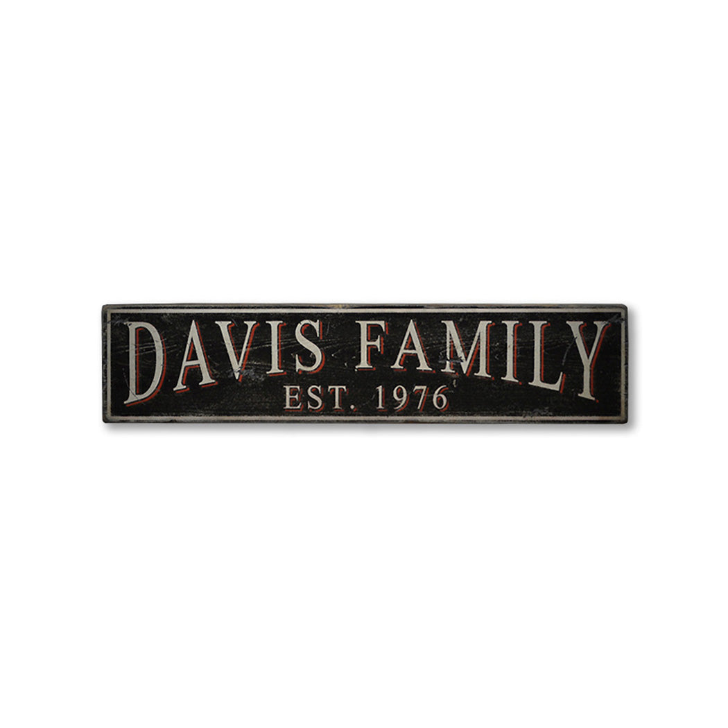 Family Name Est Date Rustic Wood Sign