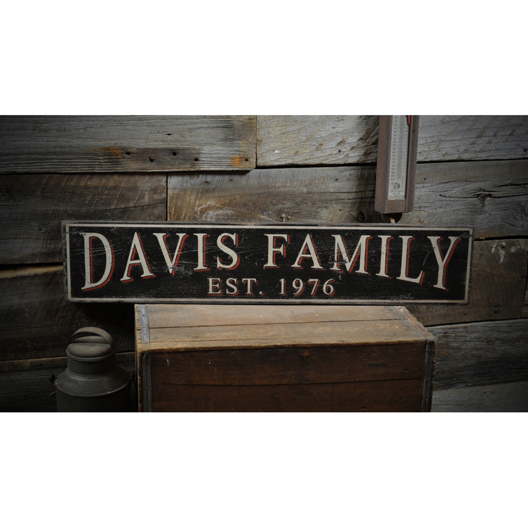 Family Name Est Date Rustic Wood Sign