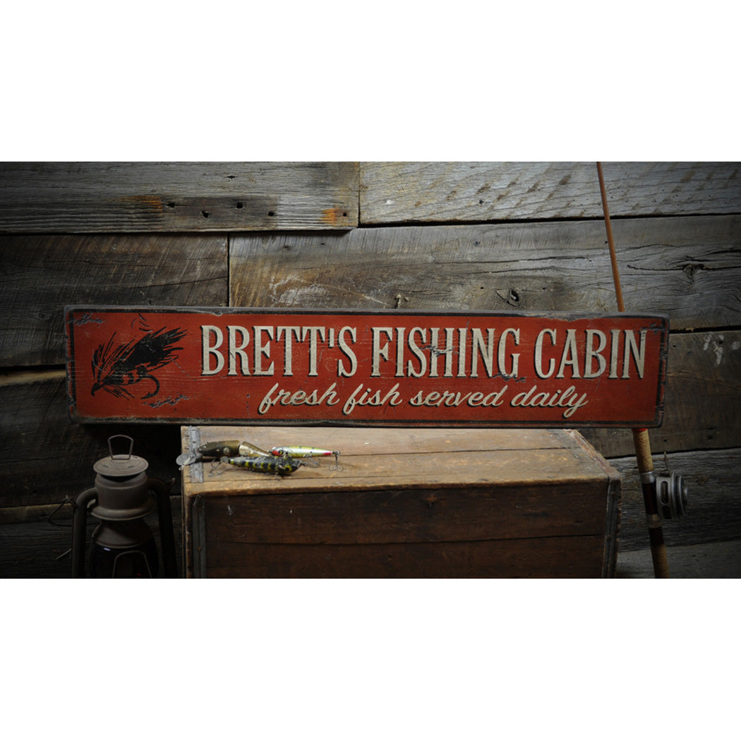 Fishing Cabin Rustic Wood Sign