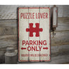 Puzzle Lover Parking Rustic Wood Sign