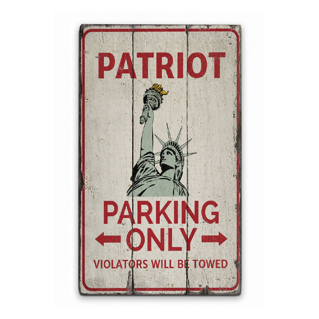 Patriot Parking Rustic Wood Sign