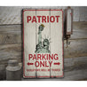 Patriot Parking Rustic Wood Sign