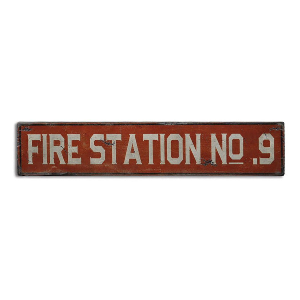 Fire Station Rustic Wood Sign