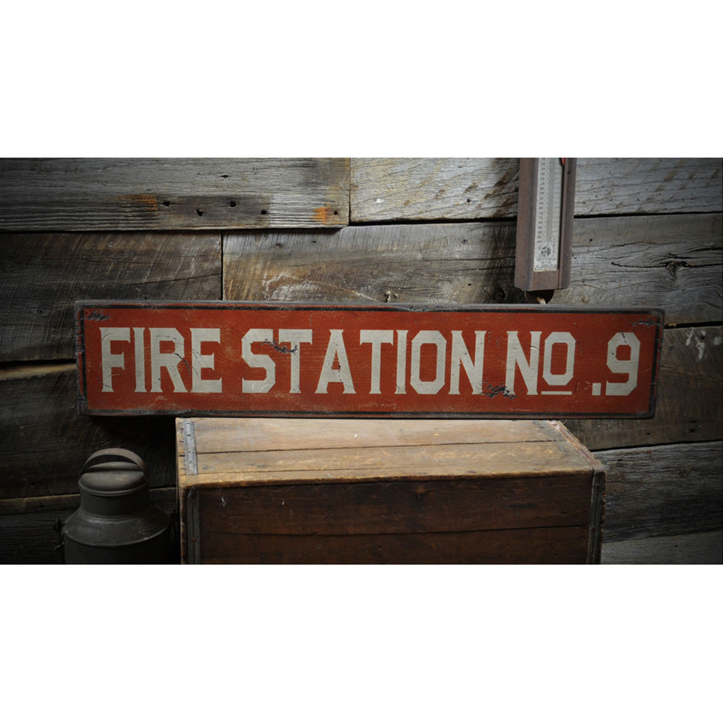 Fire Station Rustic Wood Sign