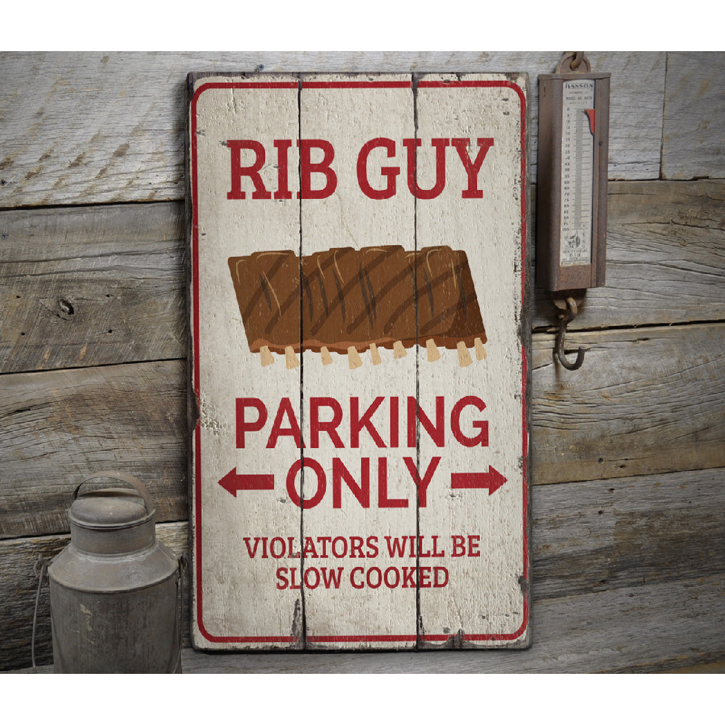 Rib Guy Parking Rustic Wood Sign