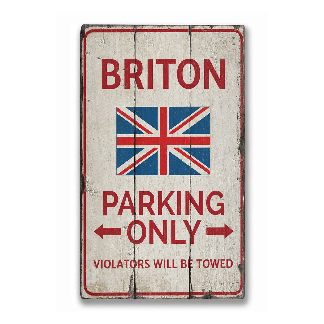 Briton Parking Rustic Wood Sign