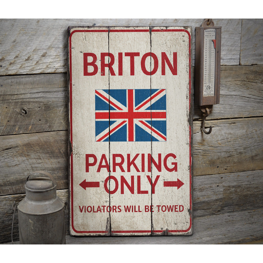 Briton Parking Rustic Wood Sign