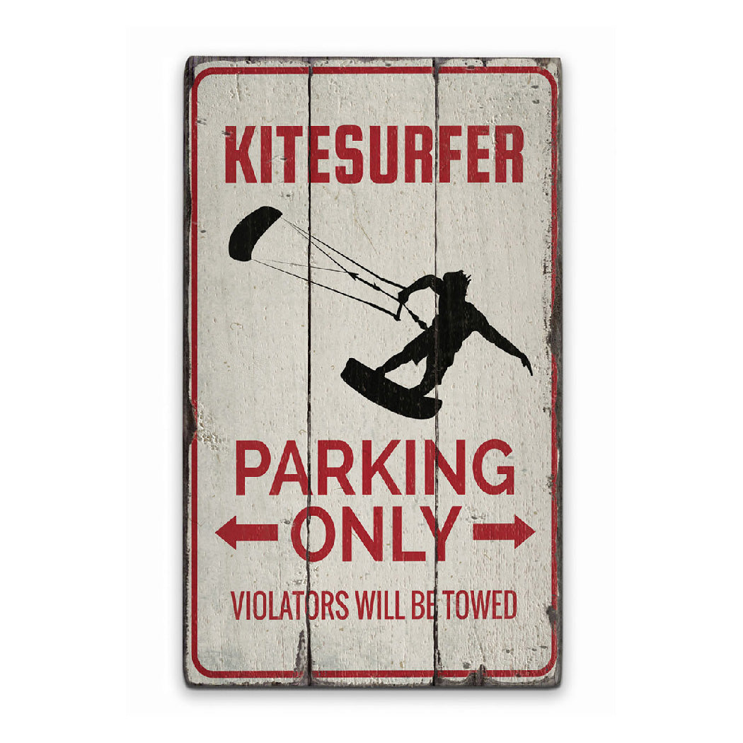 Kitesurfer Parking Rustic Wood Sign