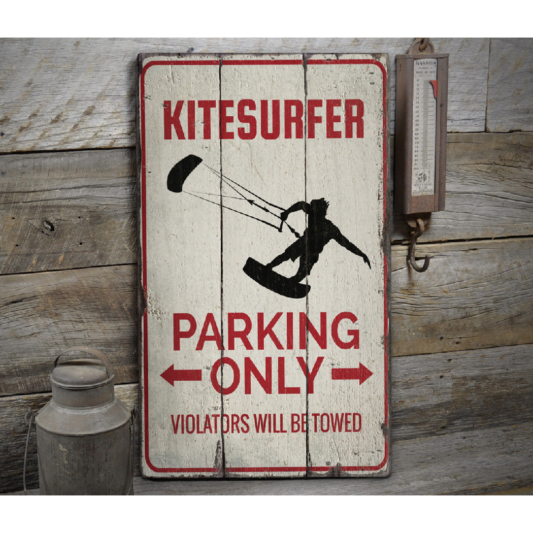 Kitesurfer Parking Rustic Wood Sign