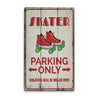 Roller Skate Parking Rustic Wood Sign