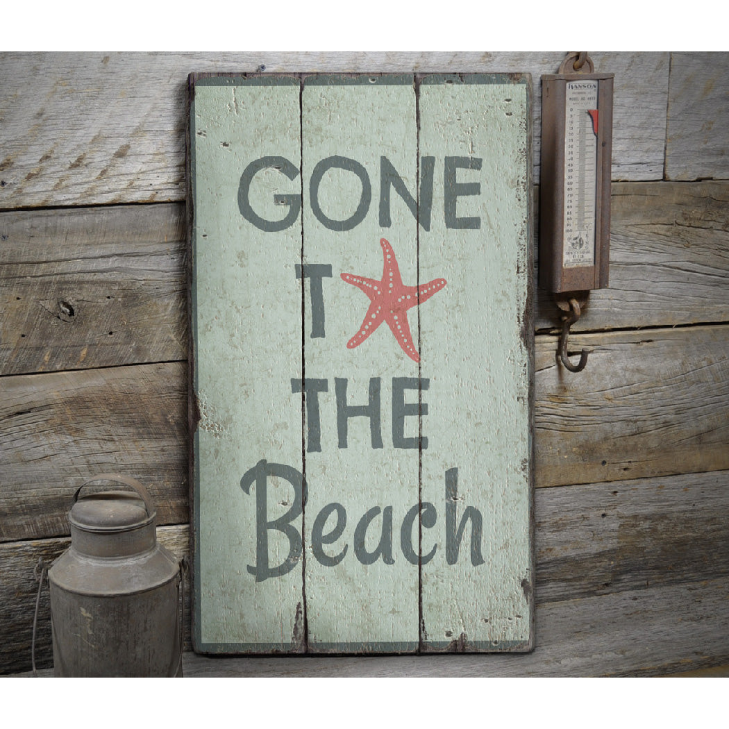 Gone To The Beach Rustic Wood Sign