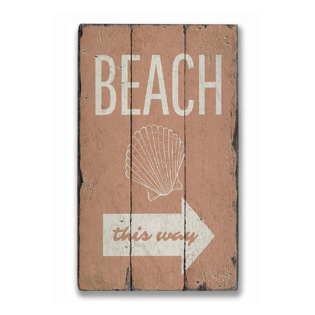 Beach Shell Rustic Wood Sign