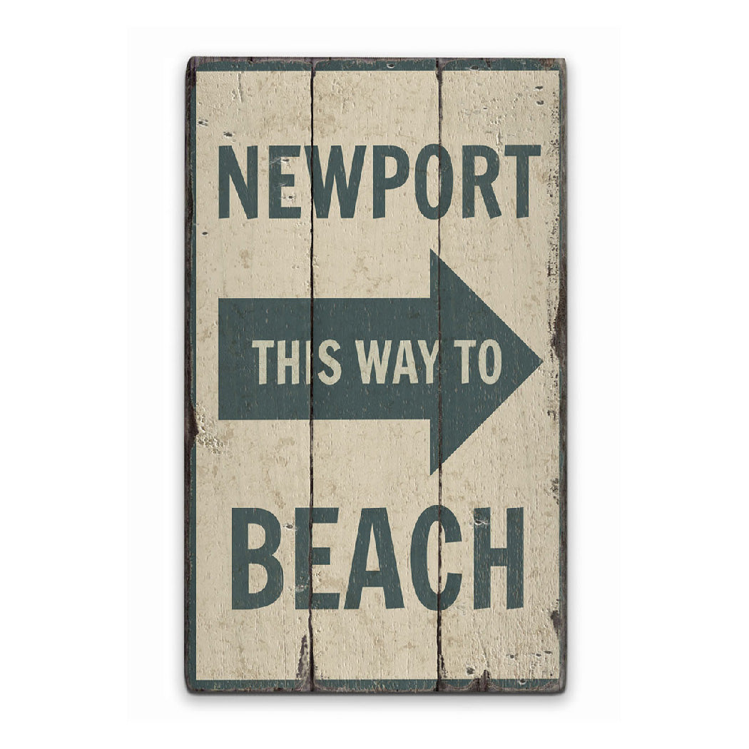 Newport Beach Arrow Rustic Wood Sign