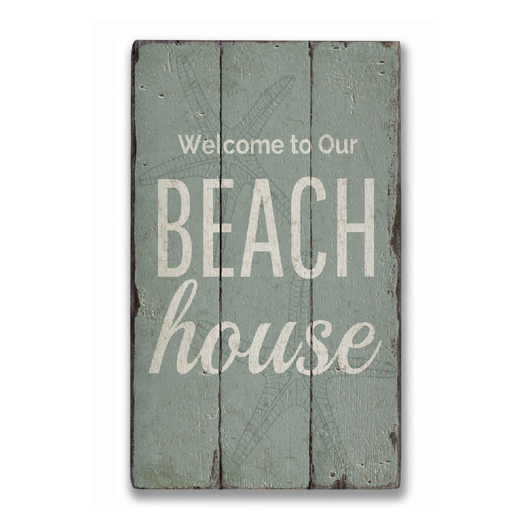 Beach House Welcome Rustic Wood Sign