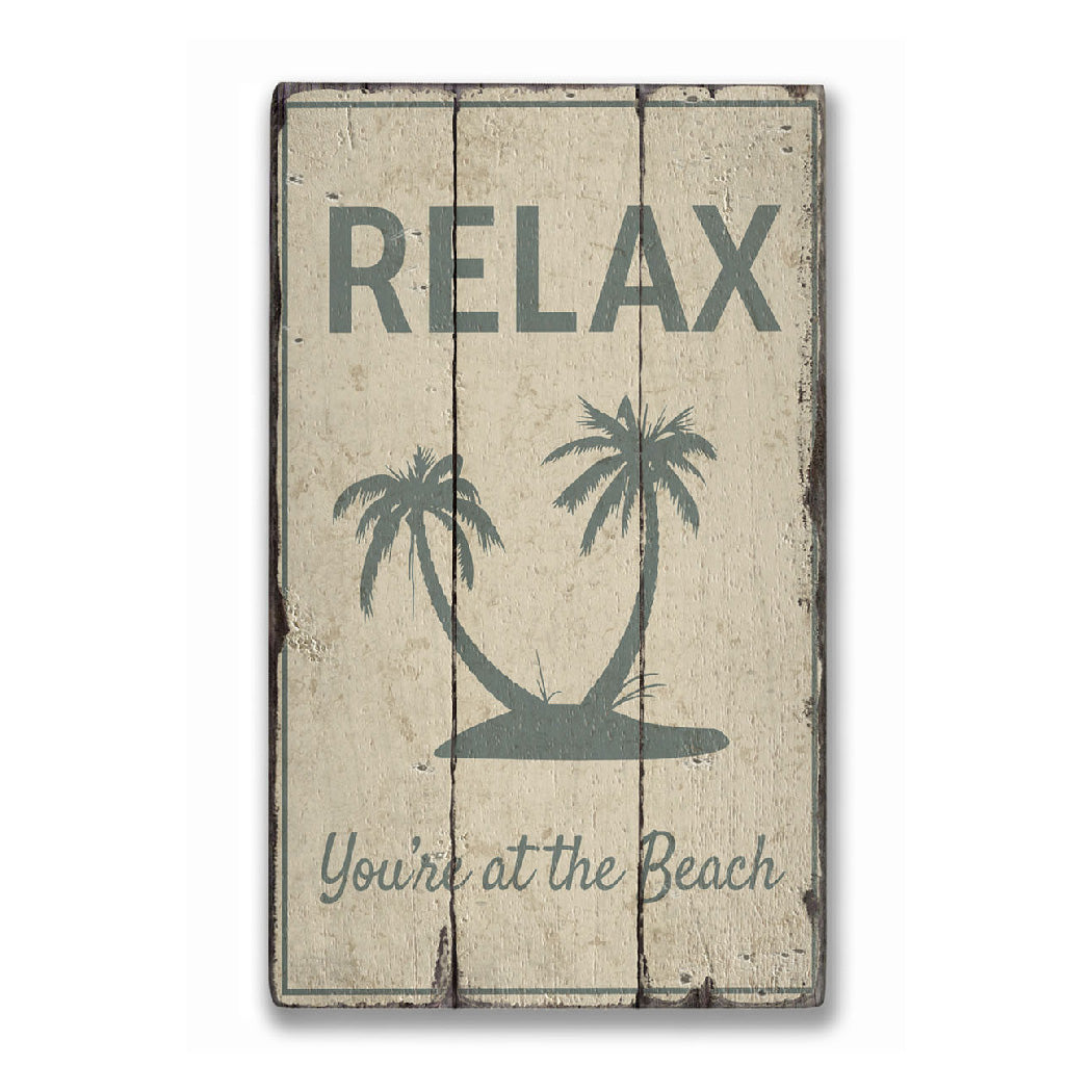 Relax Beach Rustic Wood Sign