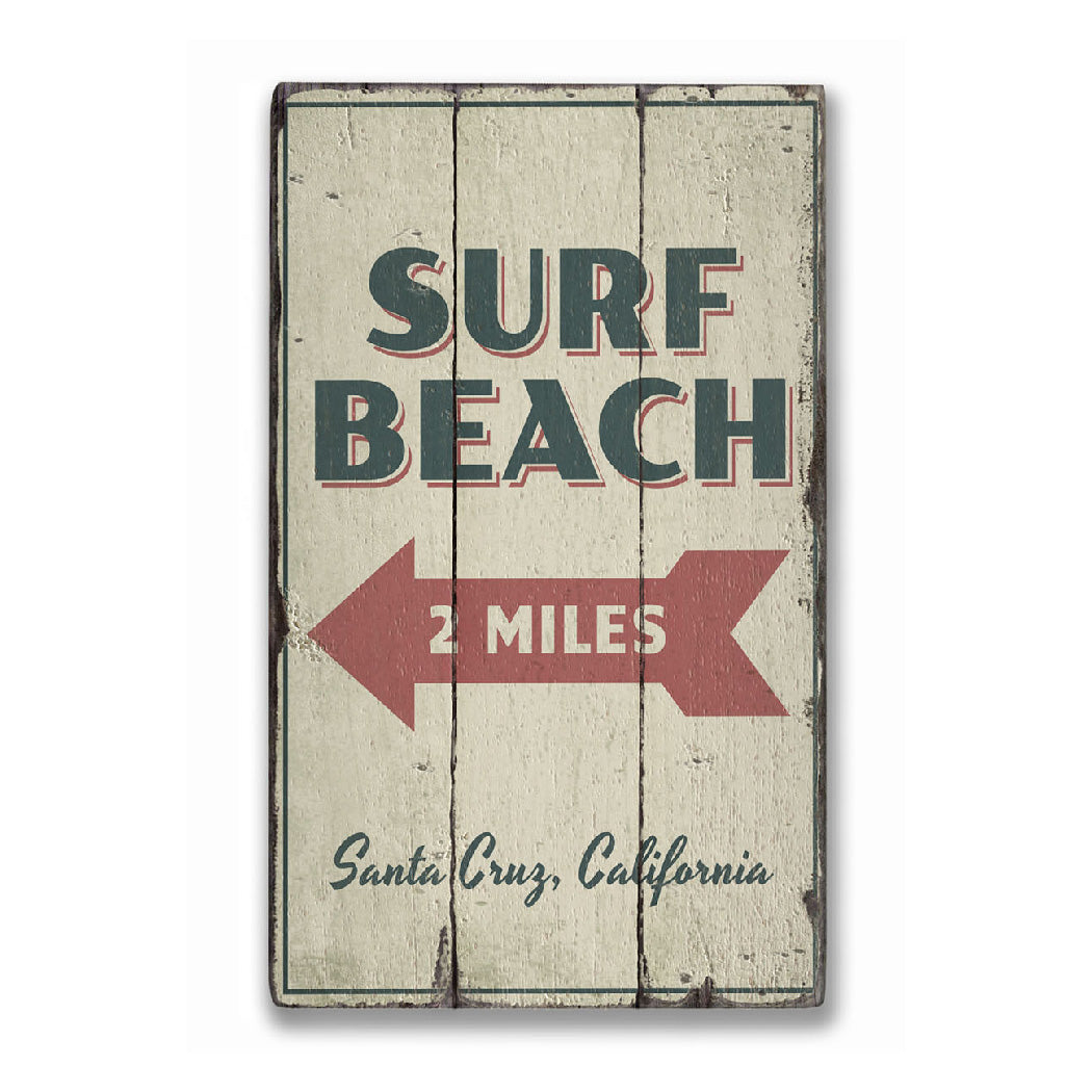 Surf Beach Rustic Wood Sign