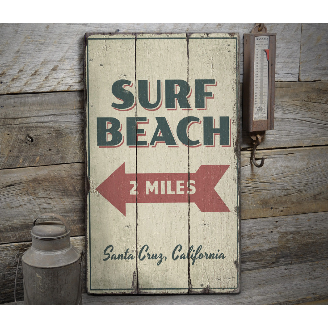 Surf Beach Rustic Wood Sign