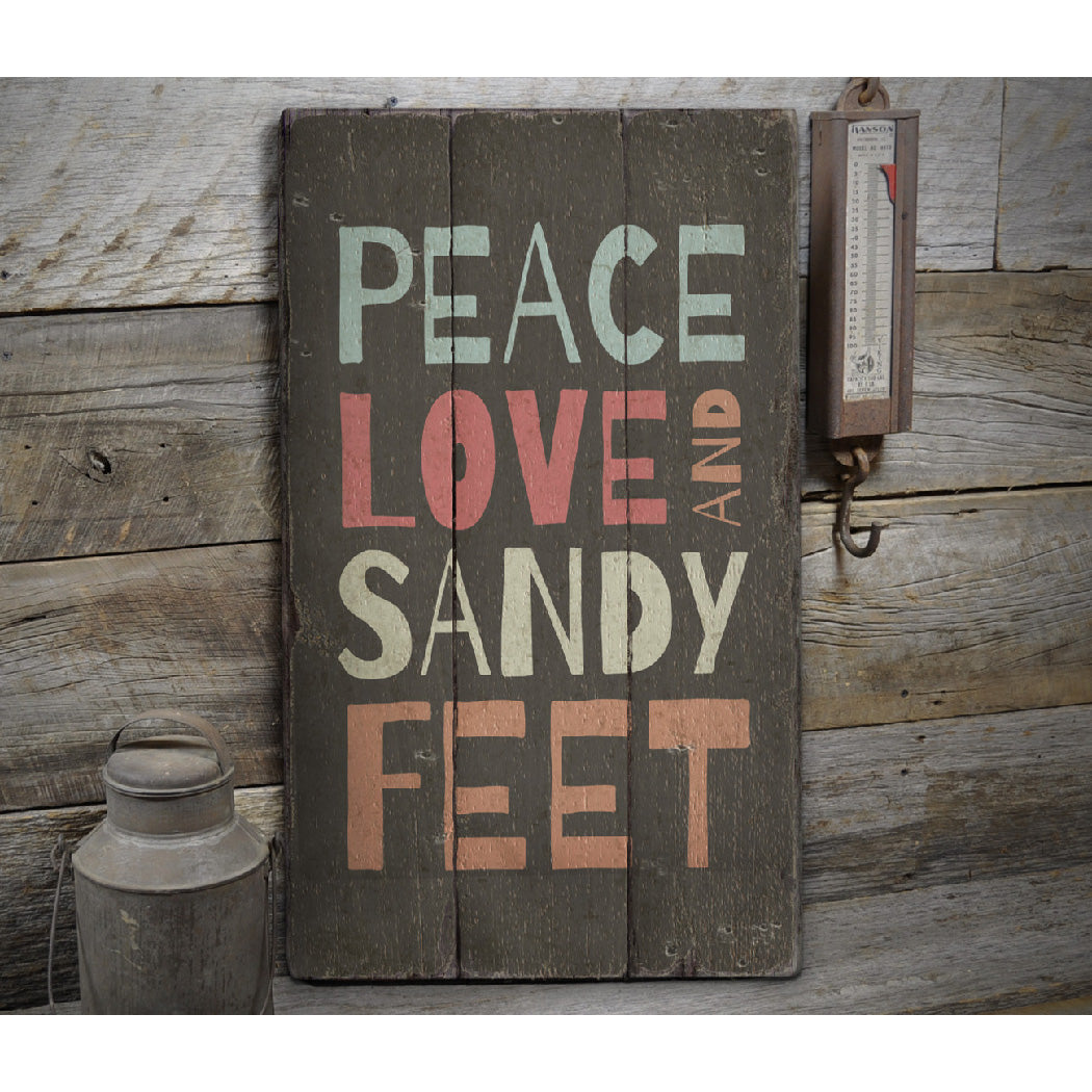 Sandy Feet Rustic Wood Sign