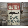 Shark Caution Rustic Wood Sign