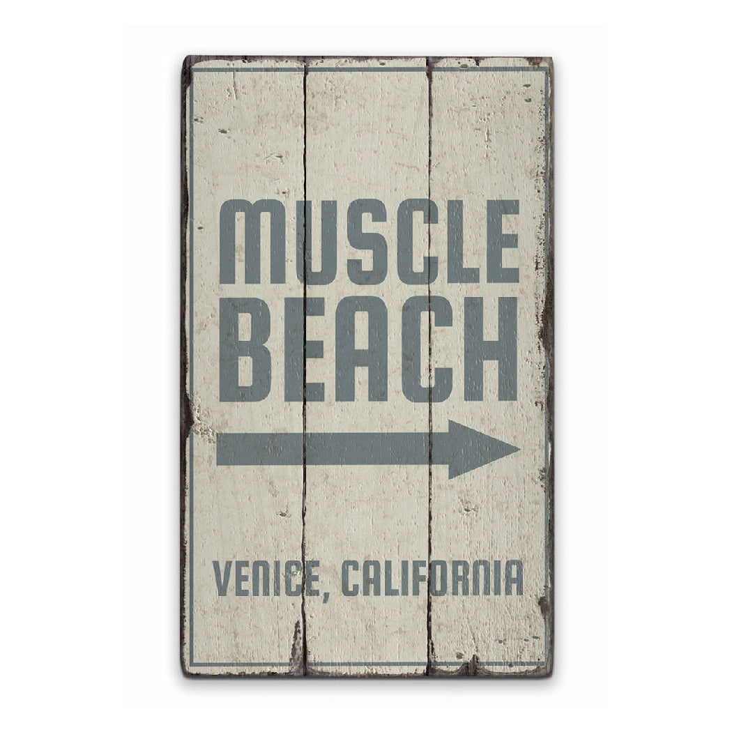 Muscle Beach Rustic Wood Sign