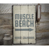 Muscle Beach Rustic Wood Sign