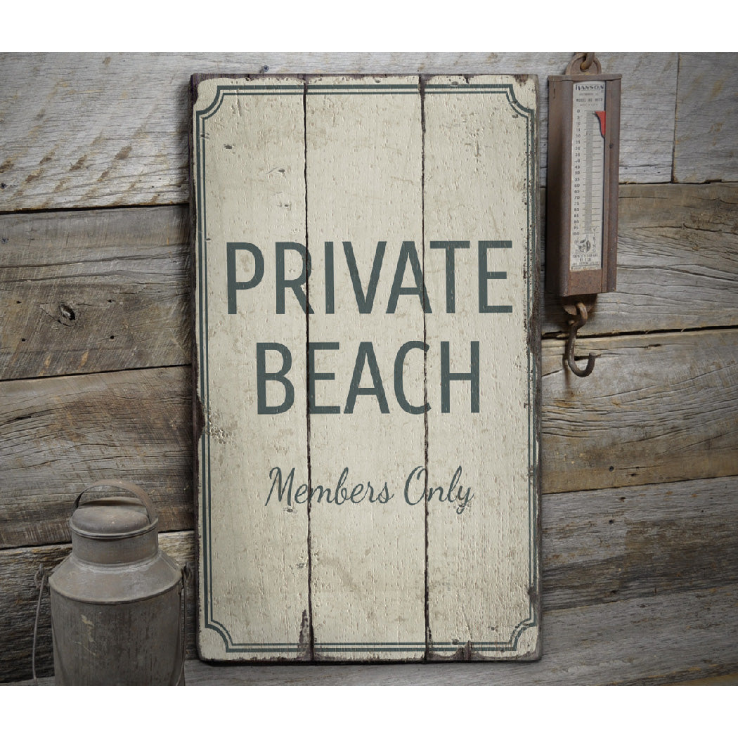 Private Beach Rustic Wood Sign