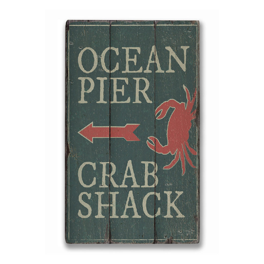 Ocean Pier Rustic Wood Sign