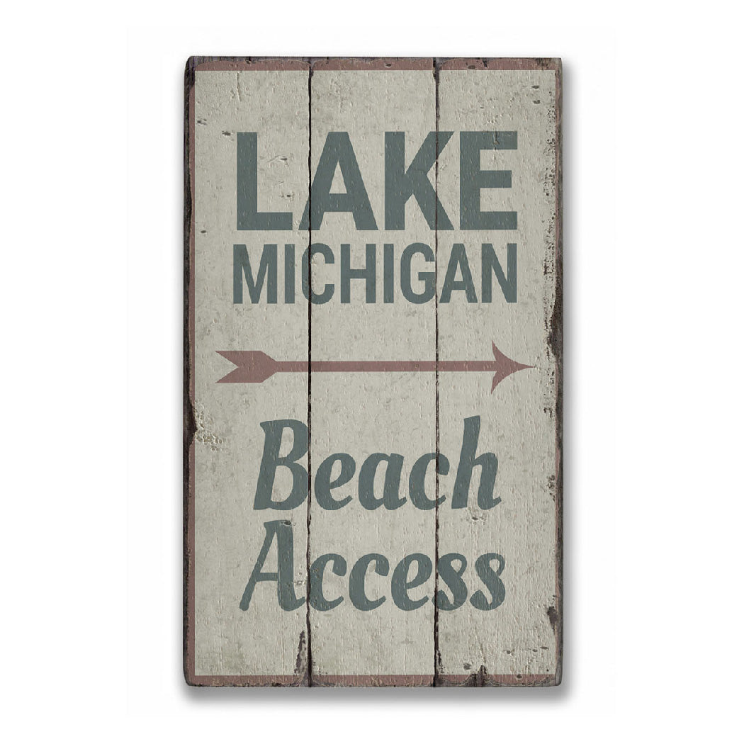 Lake Access Rustic Wood Sign